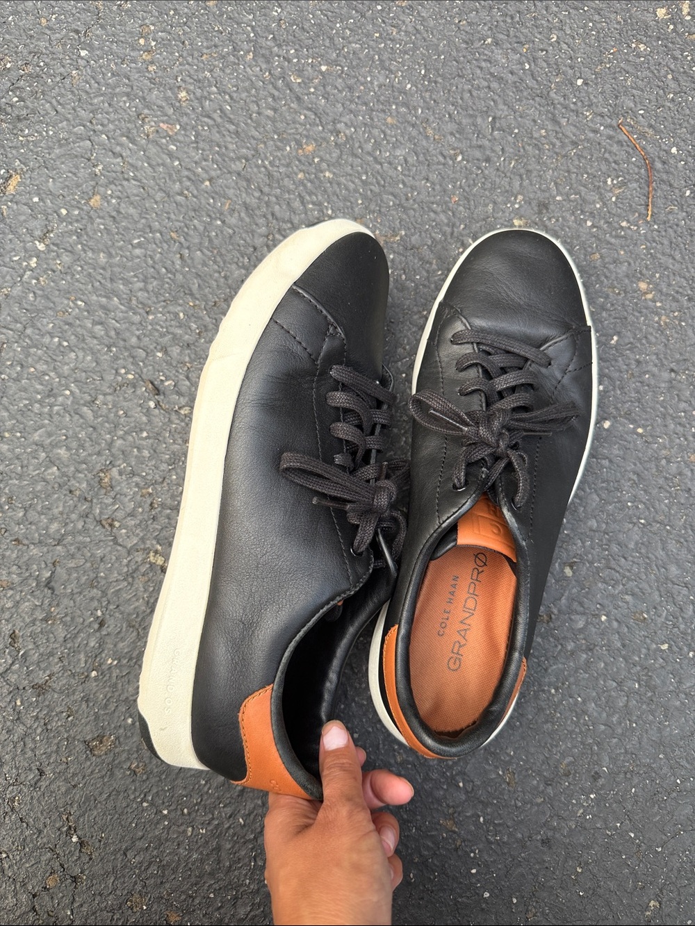 Cole Haan Black Leather Sneakers with Tan Insole - Picture 5 of 5